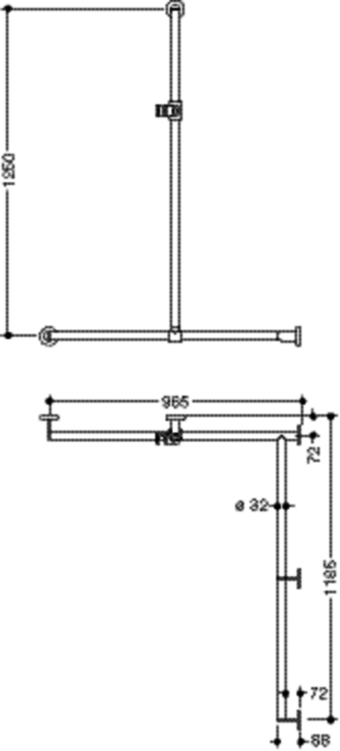 HEWI DUHA,d:32,re,A1:1250,W1:965,W2: 1185,plvb,Br.H.Kst. dgrau tiefmatt