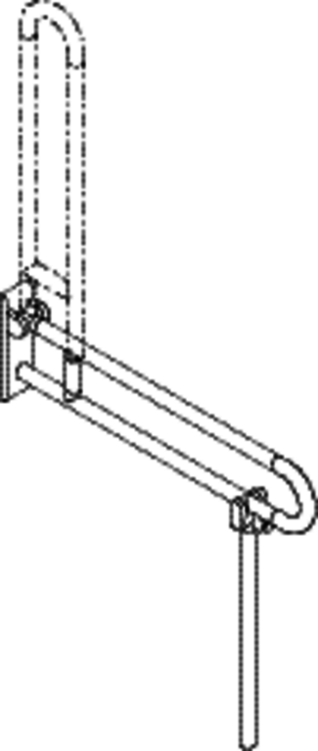 HEWI Stützklappgriff Ser 801, matt, L:850mm, mit Bodenstütze reinweiß