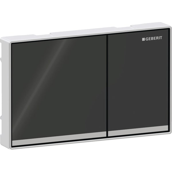 Geberit Omega60 BetPl., eckig, für 2-M-Sp. schw. Glas glzd/ Glas versp. /chrom glzd