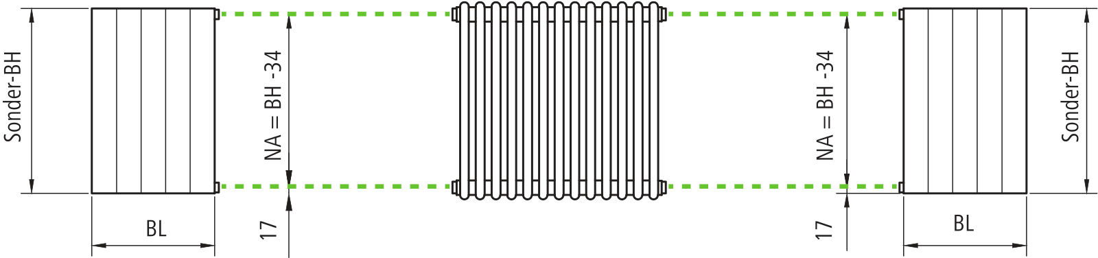 Kermi Heizwand HVN Typ10 BH600x43x630mm QN415, RAL9016, 6 bar, ANB12