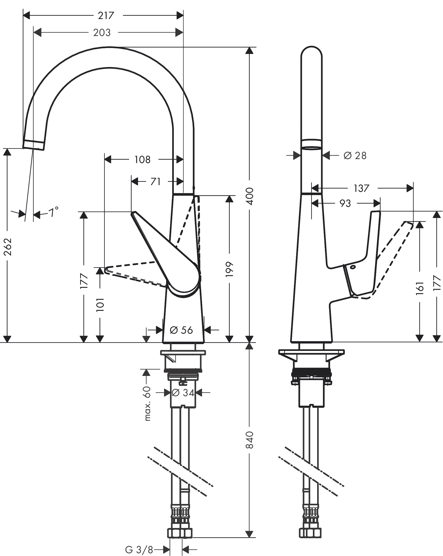 Hansgrohe Spültischmischer 260 Talis M51 1jet chrom