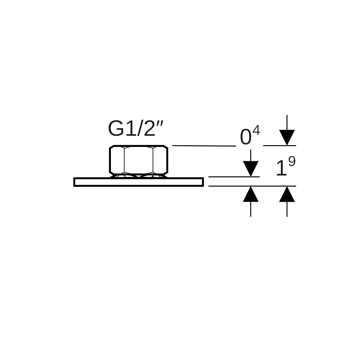 Geberit Set Grundplatte rund 3-Loch mit Gewindemuffe G 1/2 d70xH:1,9