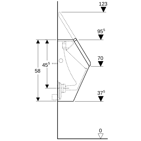 Geberit Renova Plan Deckelurinal, Zul. hinten Abgang nach hinten, weiß, KeraTect