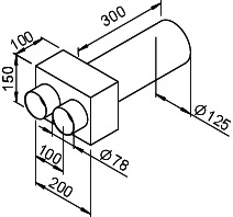 Helios FRS-WDV 2-75/125 Wandddurchführ. für Ventilanschluss 125mm 2 x DN 75