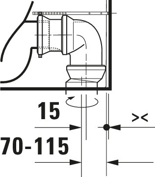 Duravit Qatego Stand-WC TS f. Kombination Rimless,Abg. Vario, Weiß HG, HG