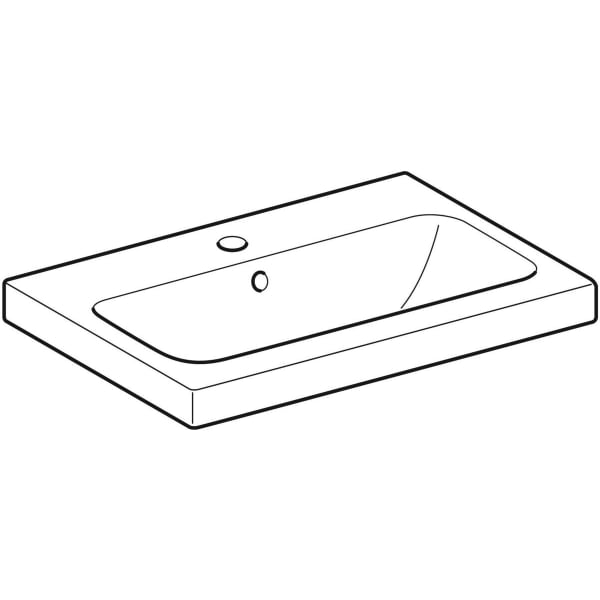 Geberit iCon Light WT 60x42cm, verk. Ausld. mit Hahnloch, mit Überlauf, weiß