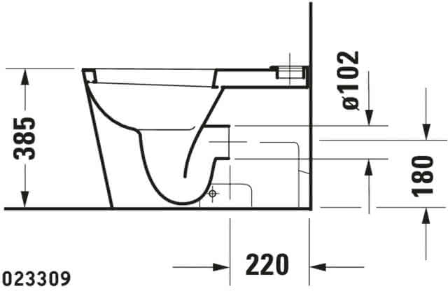 DU Stand-WC Kombi Starck 1 640 mm Tiefspüler, f.SPK, Abg.Vario, weiß