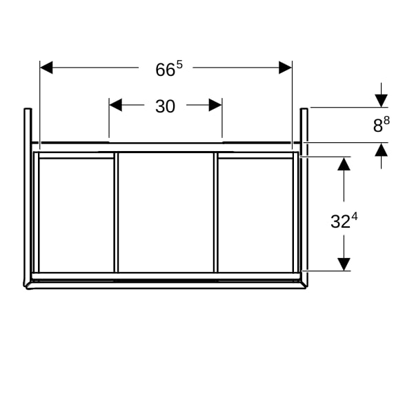 Geberit ONE Unterschrank für WT/-Platte 2 Schubl., 74x50,4x47cm, Nussb. hickory