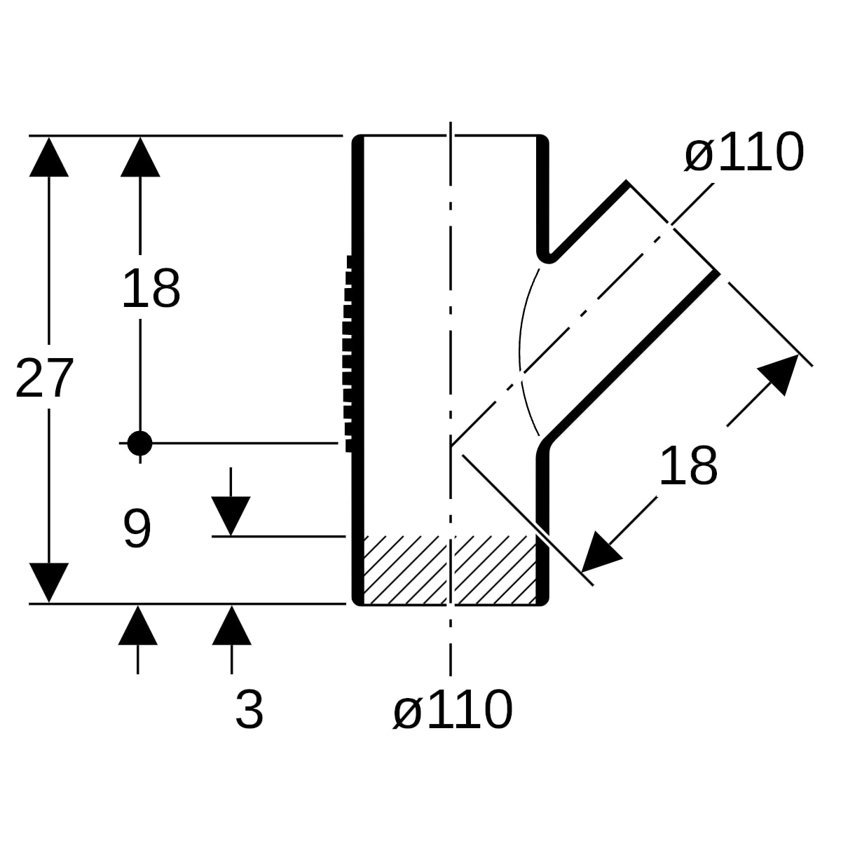 Geberit Silent-db20 Abzweig 45Gr d110/110