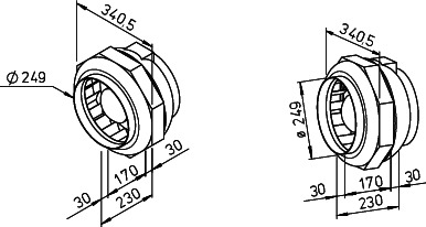 Helios RRK 250 Rohrventilator 1-PH Gehäuse glasfaserverst. Kunststoff