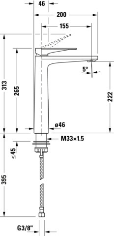 DU Tulum by Starck Einh.-WT-Mischer XL ohne Zugstange, Schwarz Matt