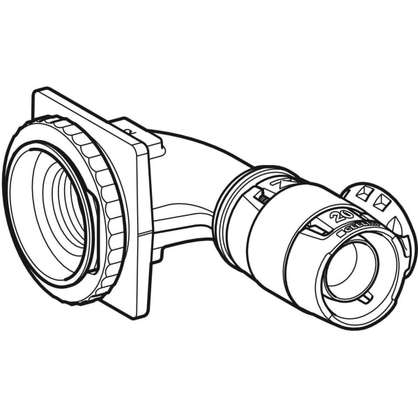 Geberit FlowFit Anschlusswinkel 90Gr für UP-SPK Rg+ d20-Rp1/2