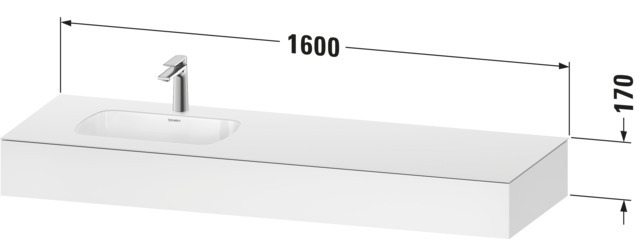 Duravit Qatego Einbau-WT m.Konsole,o.HLB,m.ÜL 1600x550x170mm,WP:Links,Weiß Matt,Dekor