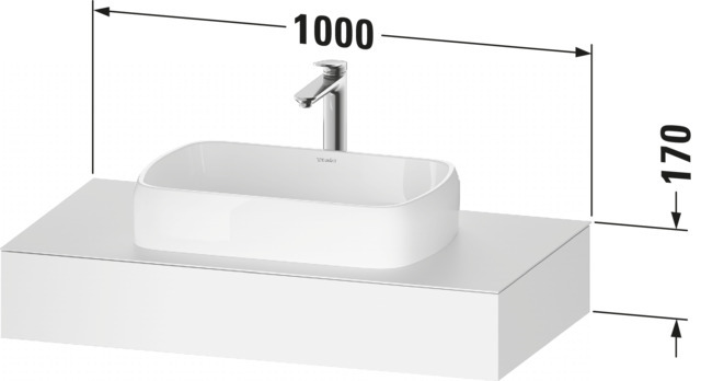 Duravit Qatego Konsole, Wandh, 1000x550x170mm Waschpl:1,o.Ko-träger,Weiß Matt,Dekor
