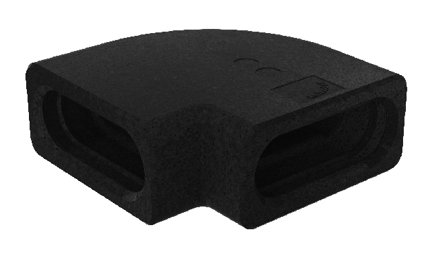 ZE Bogen ComfoFit Therm flat 51 horiz., 90Gr, H=80 mm, schw, m. Dicht.
