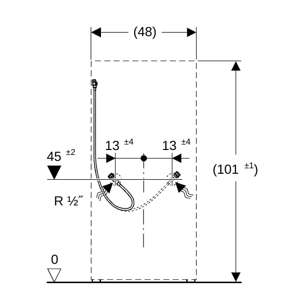Geberit Wasseranschlussset unten zu Monolith Sanitärmodul, für WC 101 cm