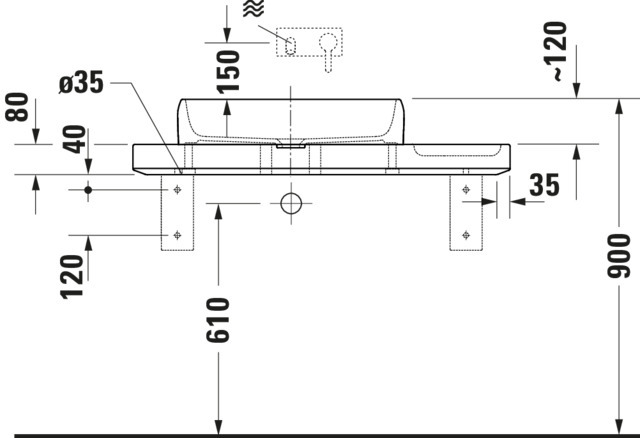 Duravit Qatego WT m. Kons.Weiß hgl/Marm.pol. 450x1000x400mm,mit Konsolenträger