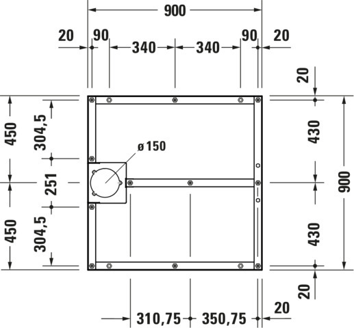 DU Fußgestell für Stonetto Duschwanne 900x900mm