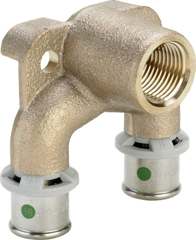 Viega Doppelwinkel mit SC Sanfix 2125.7 in 20mm x Rp1/2 x 16mm Rotguss