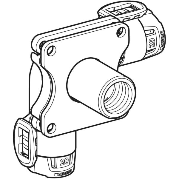 Geberit FlowFit Eckwanddurchführung 90Gr RG+ d16-Rp1/2-d16