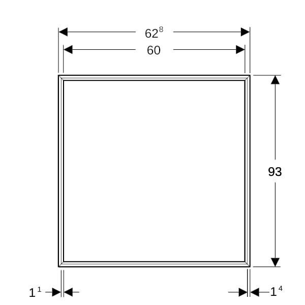 Geberit ONE Abdeckrahmen für Spiegelschrank UP-Montage, 60cm, weiß