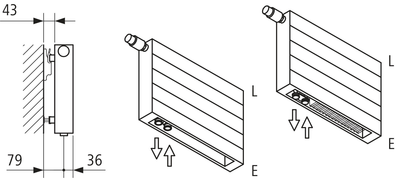 Kermi V-Heizwand HHV T22 BH560x122x3600 QN6196, weiß, 6bar,o.Abd.,Ausf. re,L540