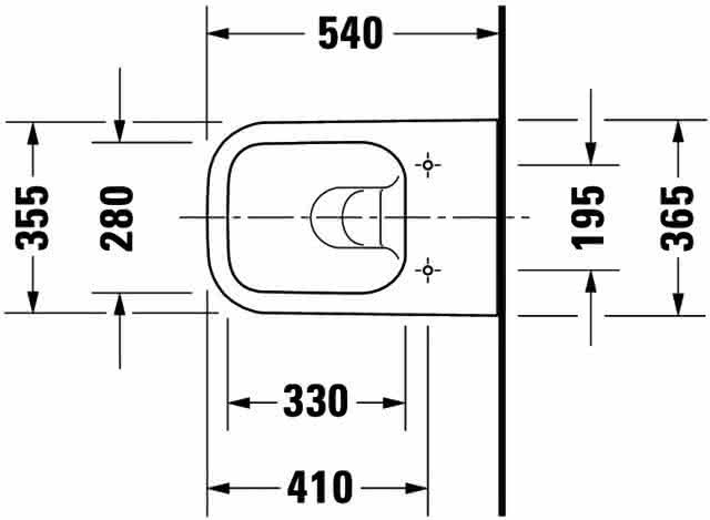 DU Wand-WC Happy D.2 540 mm Tiefspüler, rimless, Durafix, weiß