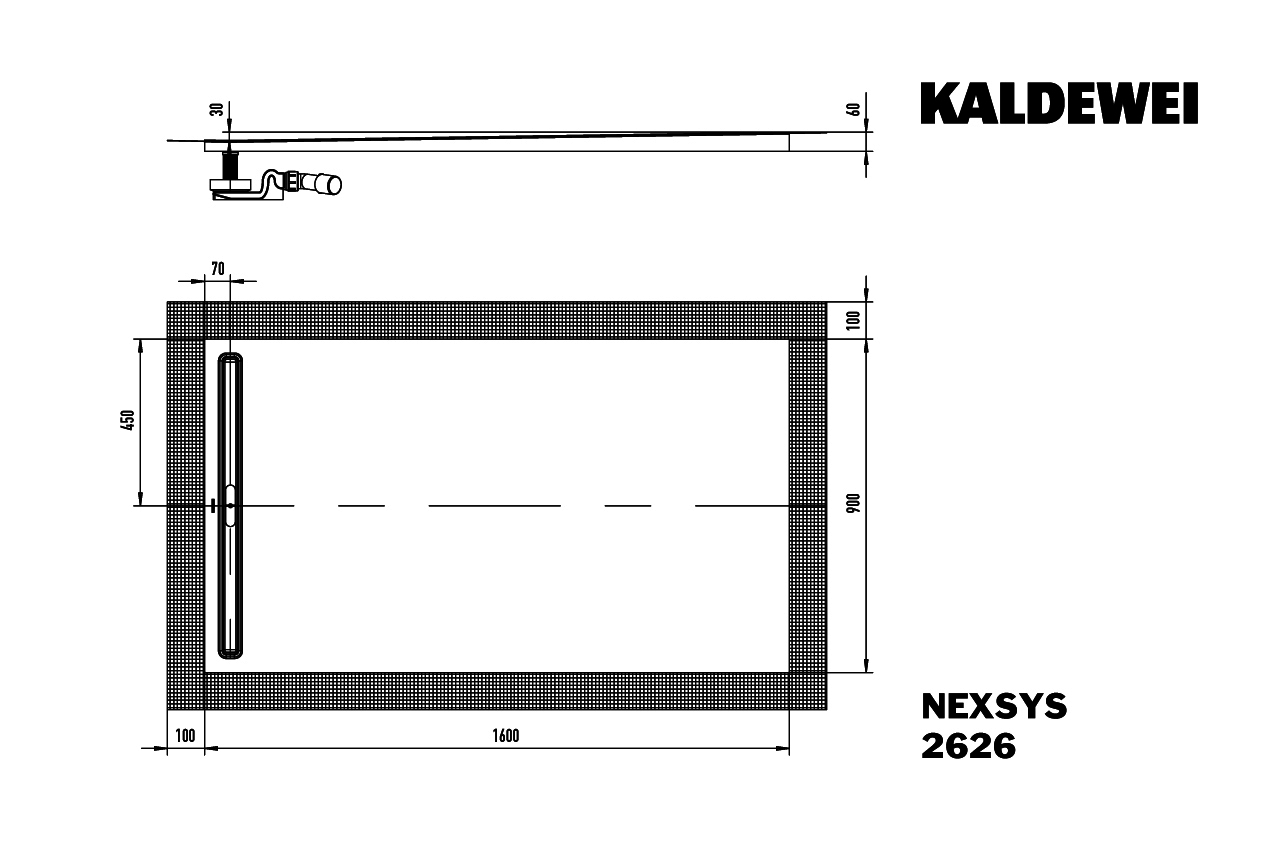 KA DW NEXSYS Mod.2626,900x1600mm, alpinweiß