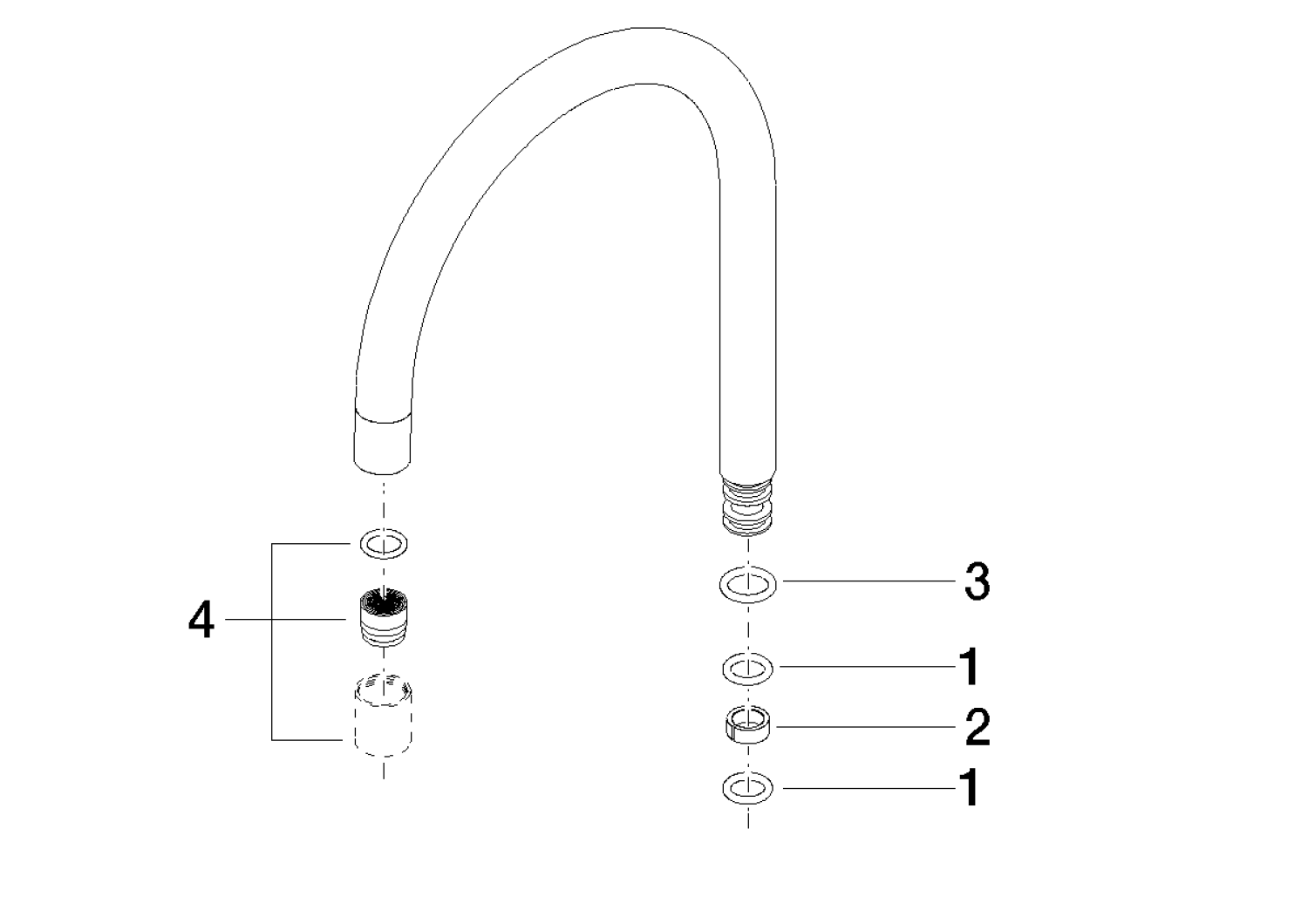 DO Auslauf ERSATZTEILE 90282220600 165 mm, 8,33 l/min. Platin gebürstet