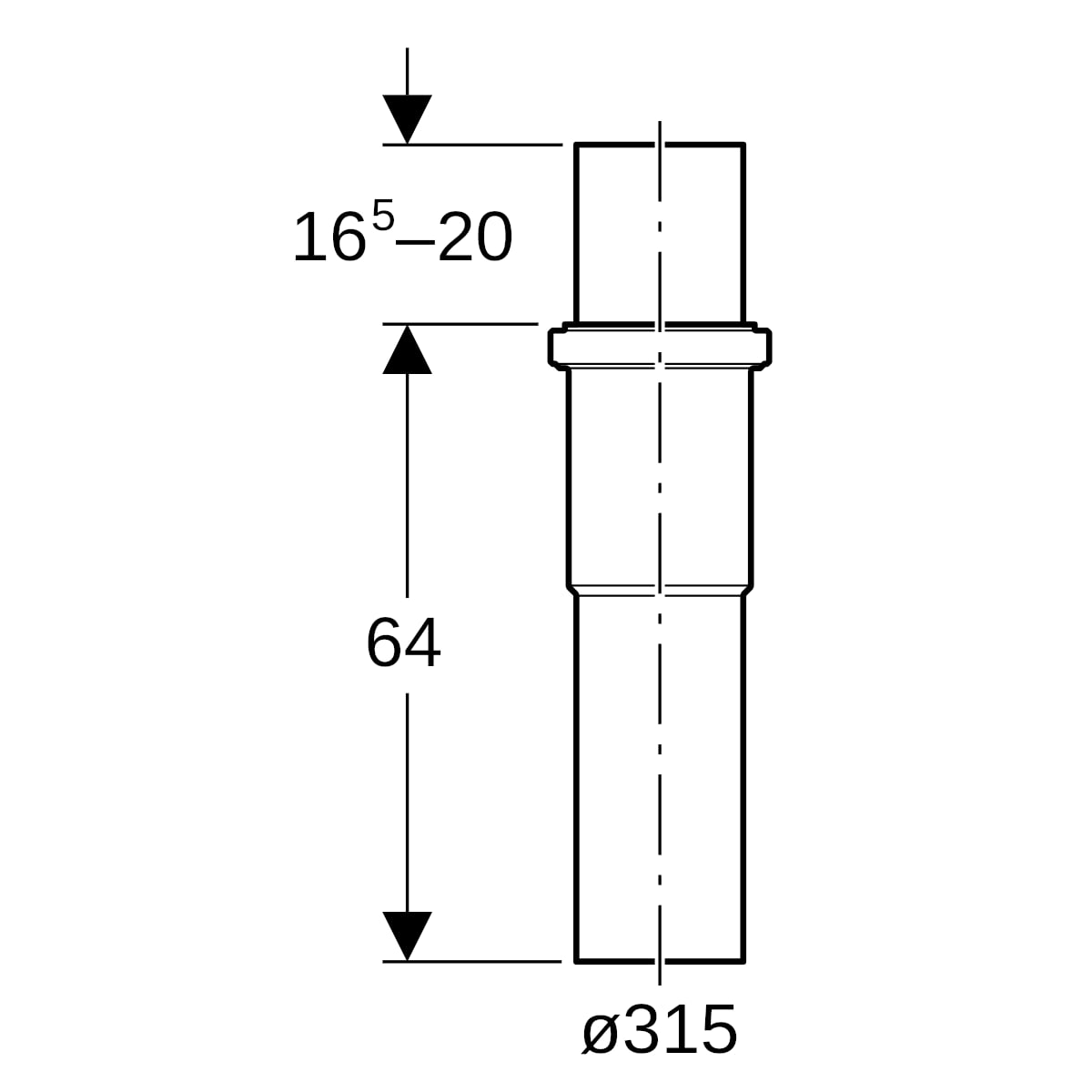Geberit PE Langmuffe mit Dichtungsschutz d315