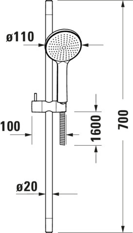 DU Brauseset 700m, Handbrause 1-Jet Rain, Brauseschlauch1600, Schwarz