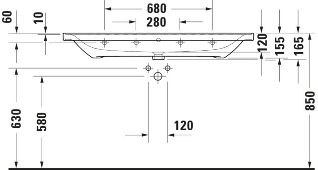 Duravit D-Neo Waschtisch 1205mm, weiß mit ÜL, mit HLB, 1HL