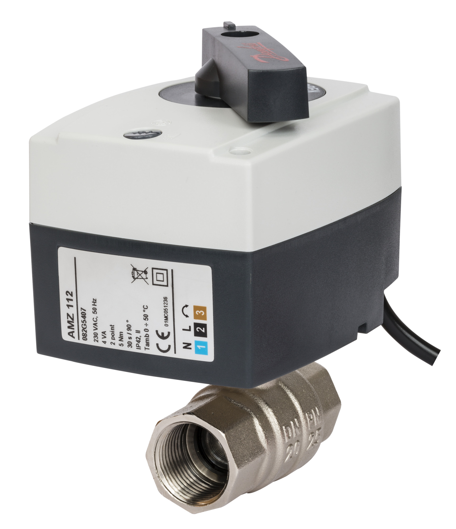 Danfoss motorischer Kugelhahn AMZ112 2-Wege, DN 25, 24Vac, Auf/Zu Danfoss motorischer Kugelhahn AMZ112 2-Wege, DN 25, 24Vac, Auf/Zu