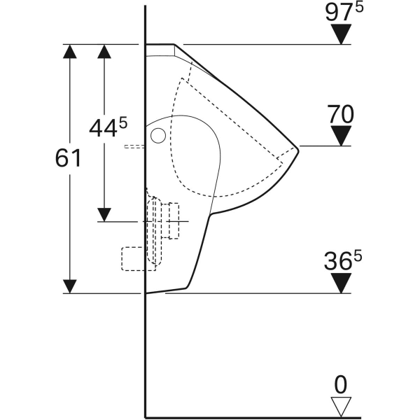 Geberit Renova Urinal, Zulauf von hinten Abgang nach hinten, weiß, KeraTect