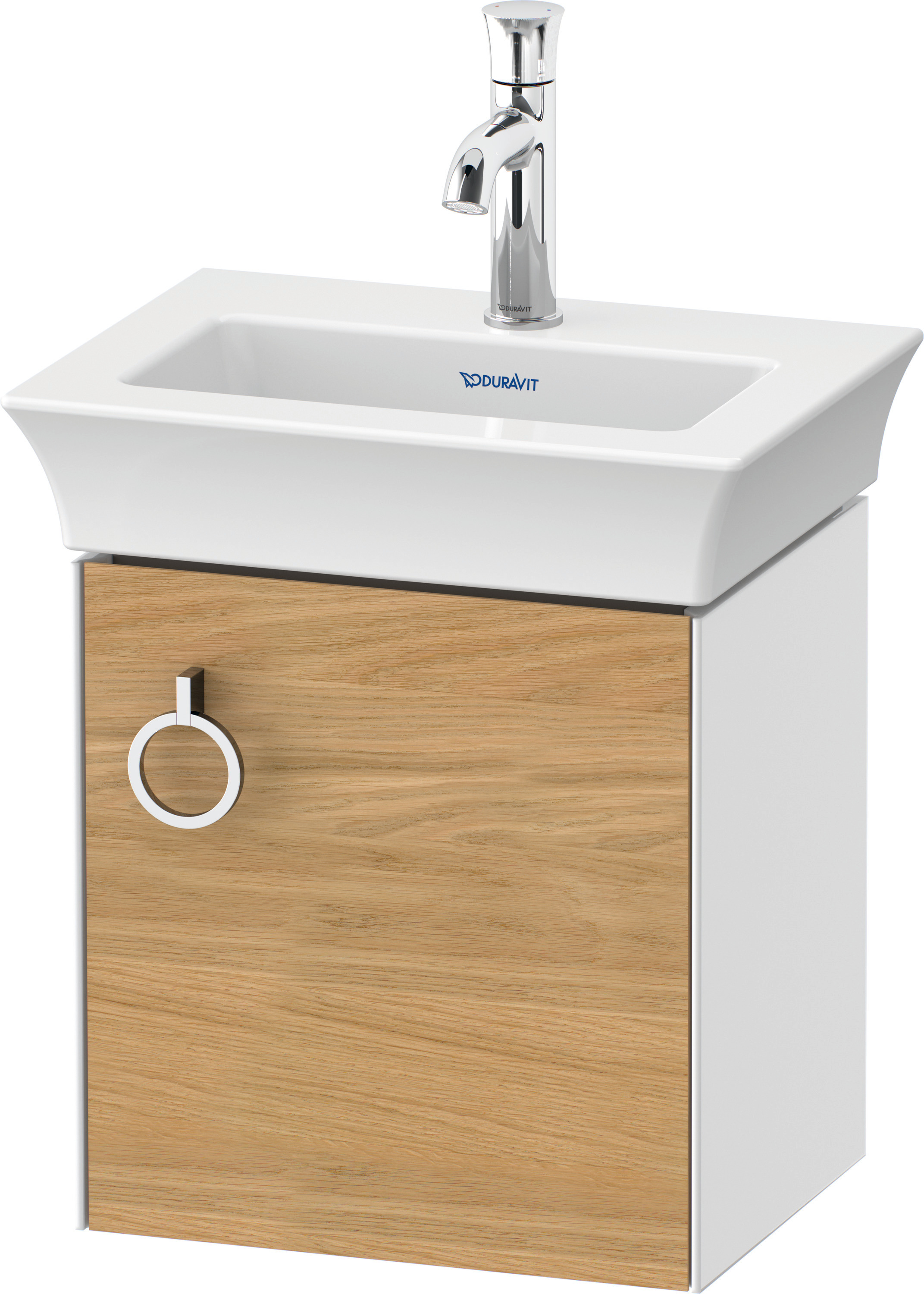 Duravit WTU wandh. White Tulip,1 Tür m.Griff 410x384x298,TA r.,Eiche N.M./Weiß HGL