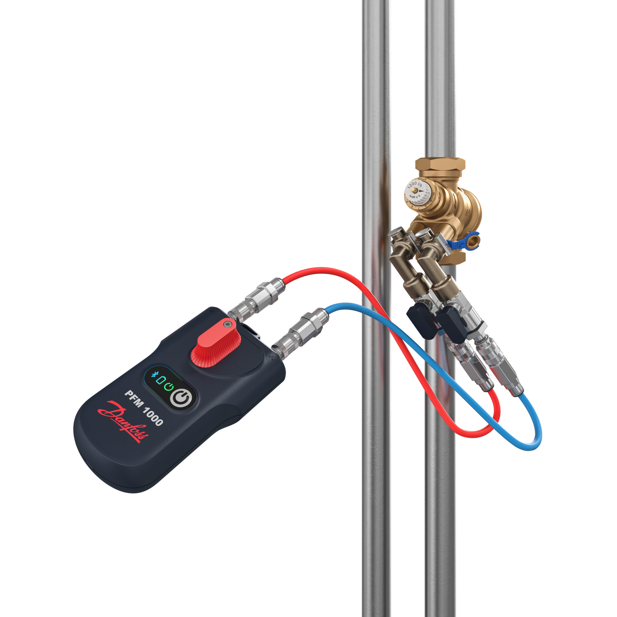 Danfoss Digitales Messgerät PFM 1000 inkl, Temp.fühler, Messadapter, PN10