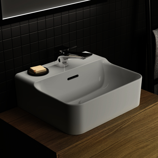 IS Handwaschbecken Conca 1 Hl. m.Ül. 400x350x165mm Weiß