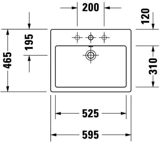 DU Aufsatzbecken Vero 595 mm m.ÜL, m.HLB, 1 HL, geschl., weiß