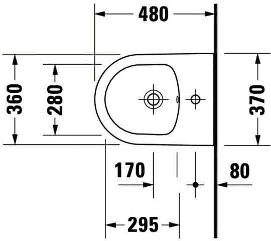 DU Wand-Bidet ME by Starck 480 mm mit ÜL, mit HLB, 1 HL, weiß