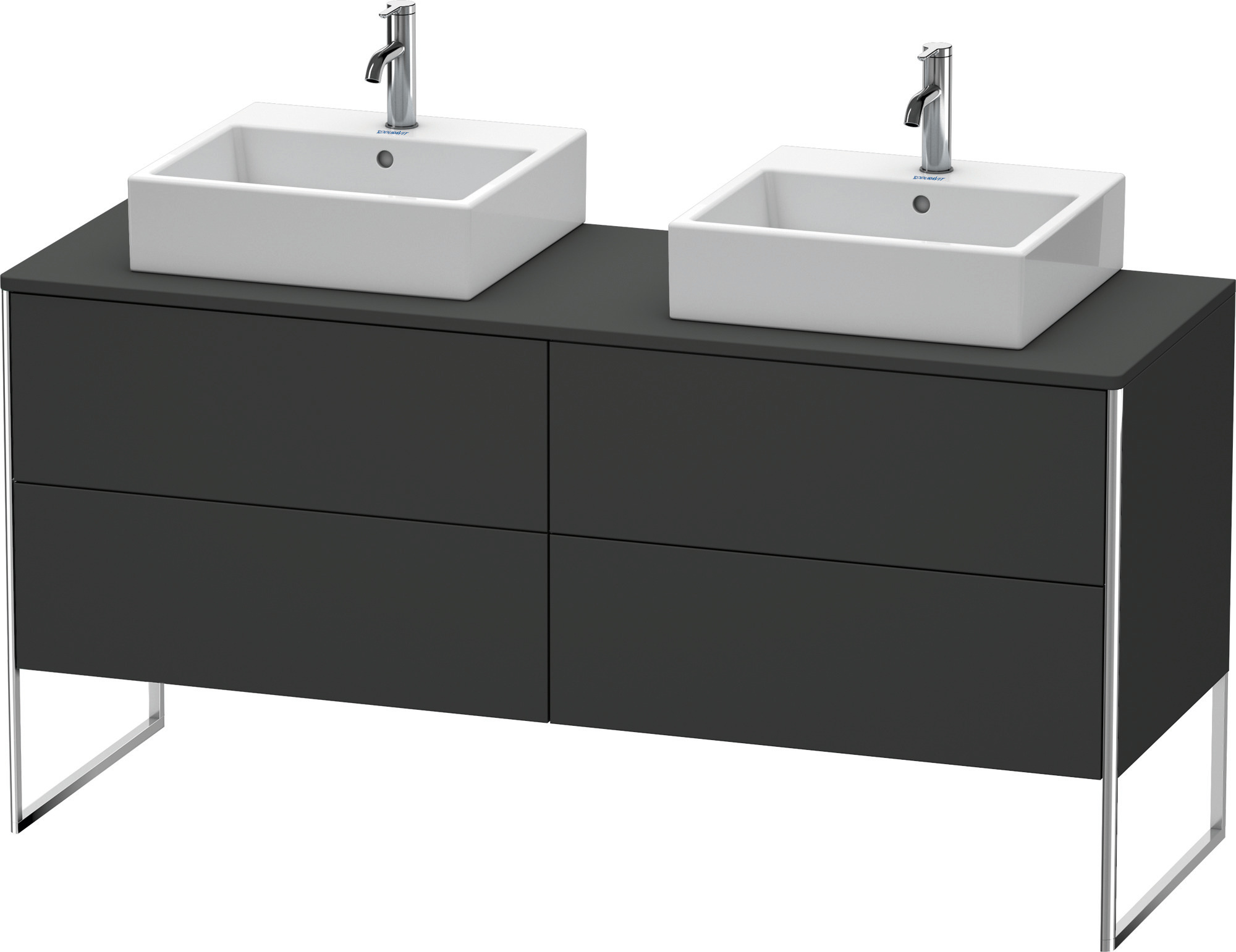Duravit WTU XSquare 778x1600x548mm,Becken b. 4 Schubkästen, Graphit Supermatt,
