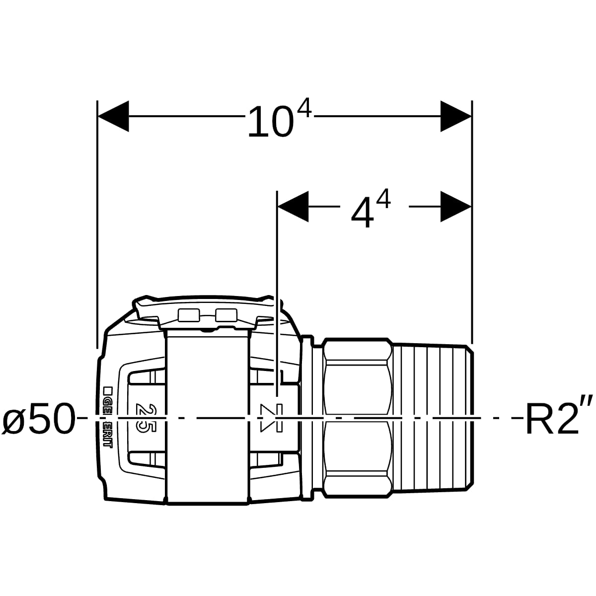 Geberit FlowFit Übergang mit Aussengewinde SiBr d50-R2