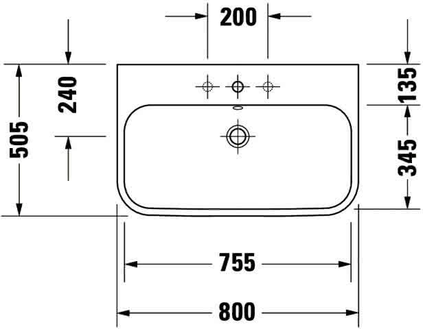 DU Möbelwaschtisch Happy D.2 800 mm mit ÜL, mit HLB, 1 HL, weiß