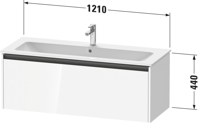 DU WTU wandh. Ketho 2, 1 Auszug 440x1210x480mm, Weiß Matt