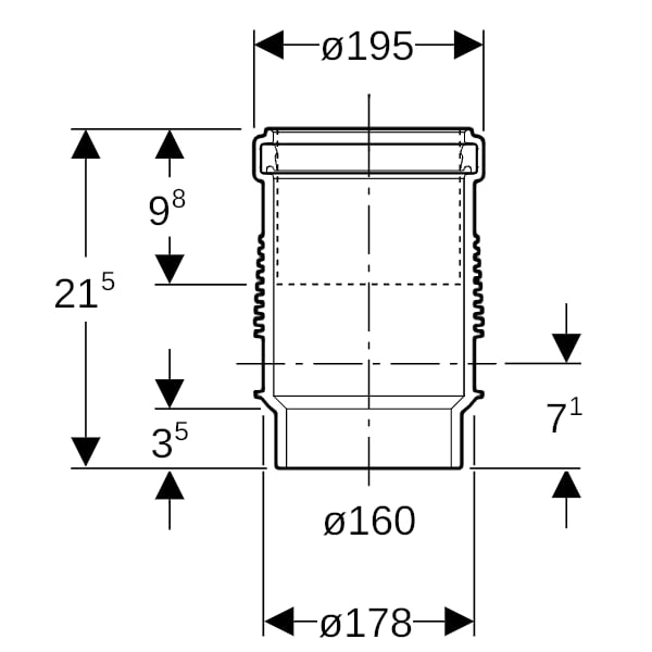 Geberit Silent-db20 Langmuffe mit Doppelbund d160