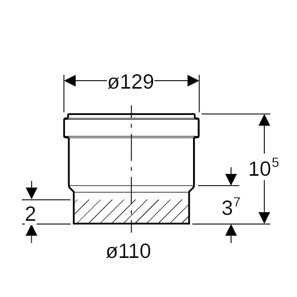 Geberit PE Steckmuffe mit Lippendichtung d110 L8,8