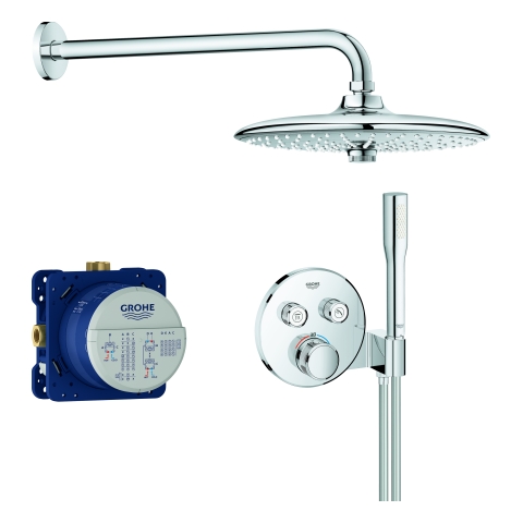 GROHE UP-Duschsys. GrohthermSmartControl 34744 runde Form mit THM/KB/HB chrom