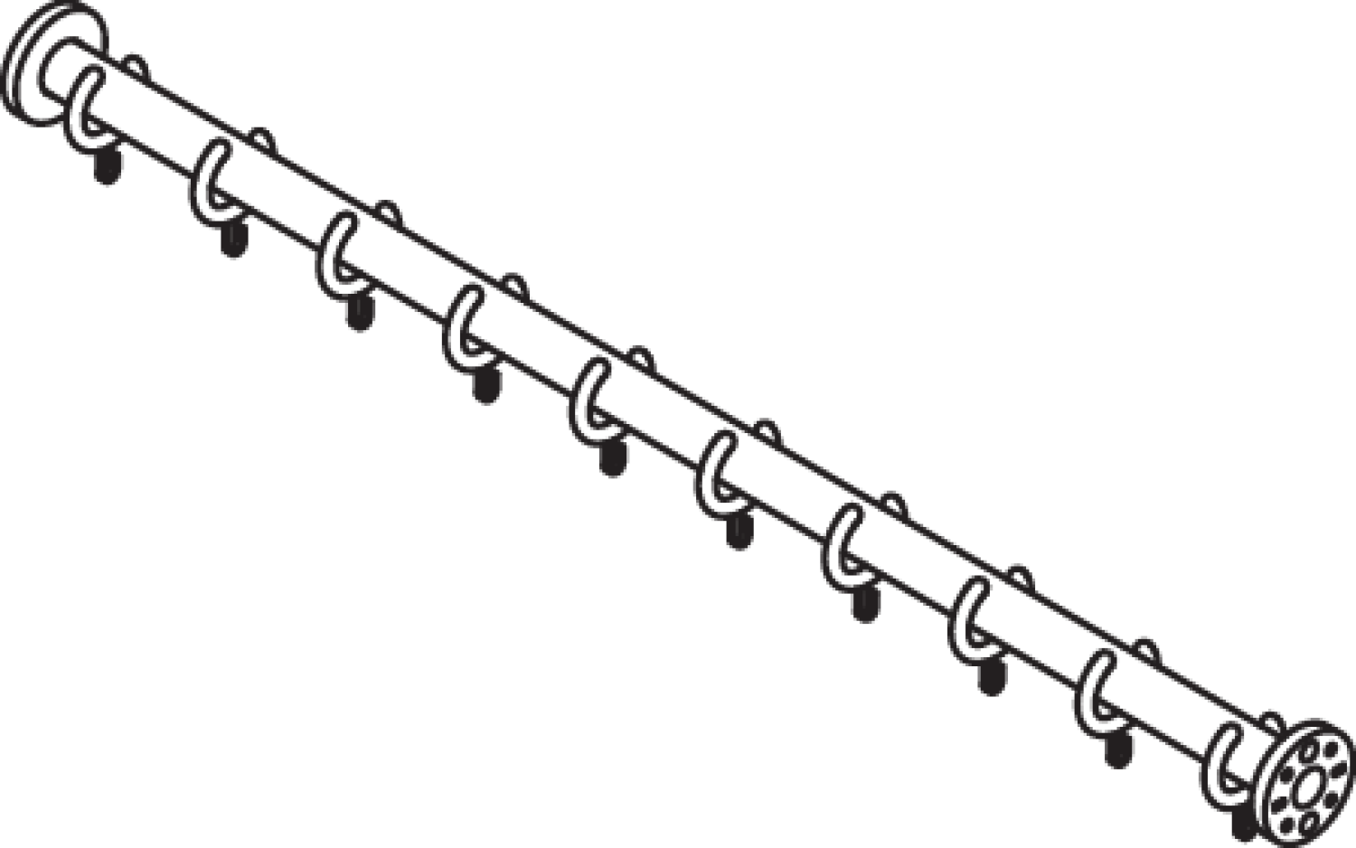 HEWI Vorhangstange Ser 801, d:33, L:1000mm, mit 10 Ringen felsgrau