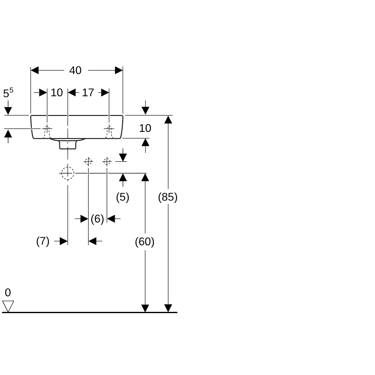 Geberit Renova Compact HWB, verk. Ausladung 40x25cm, Hl. rechts, m. Ül., weiß, Tect