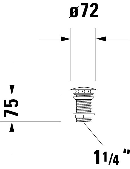 DU Schaftventil, für Waschtisch o.ÜL Höhe 75mm, Chrom