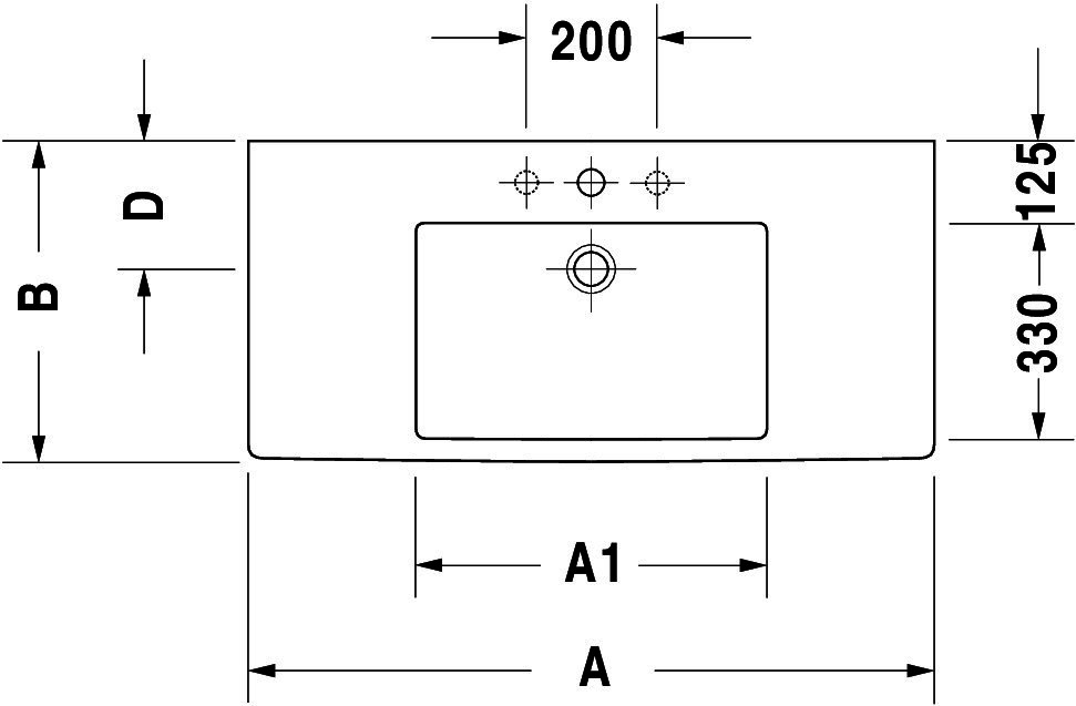 DU Möbelwaschtisch Vero 1250 mm mit ÜL, mit HLB, 1 HL, weiß